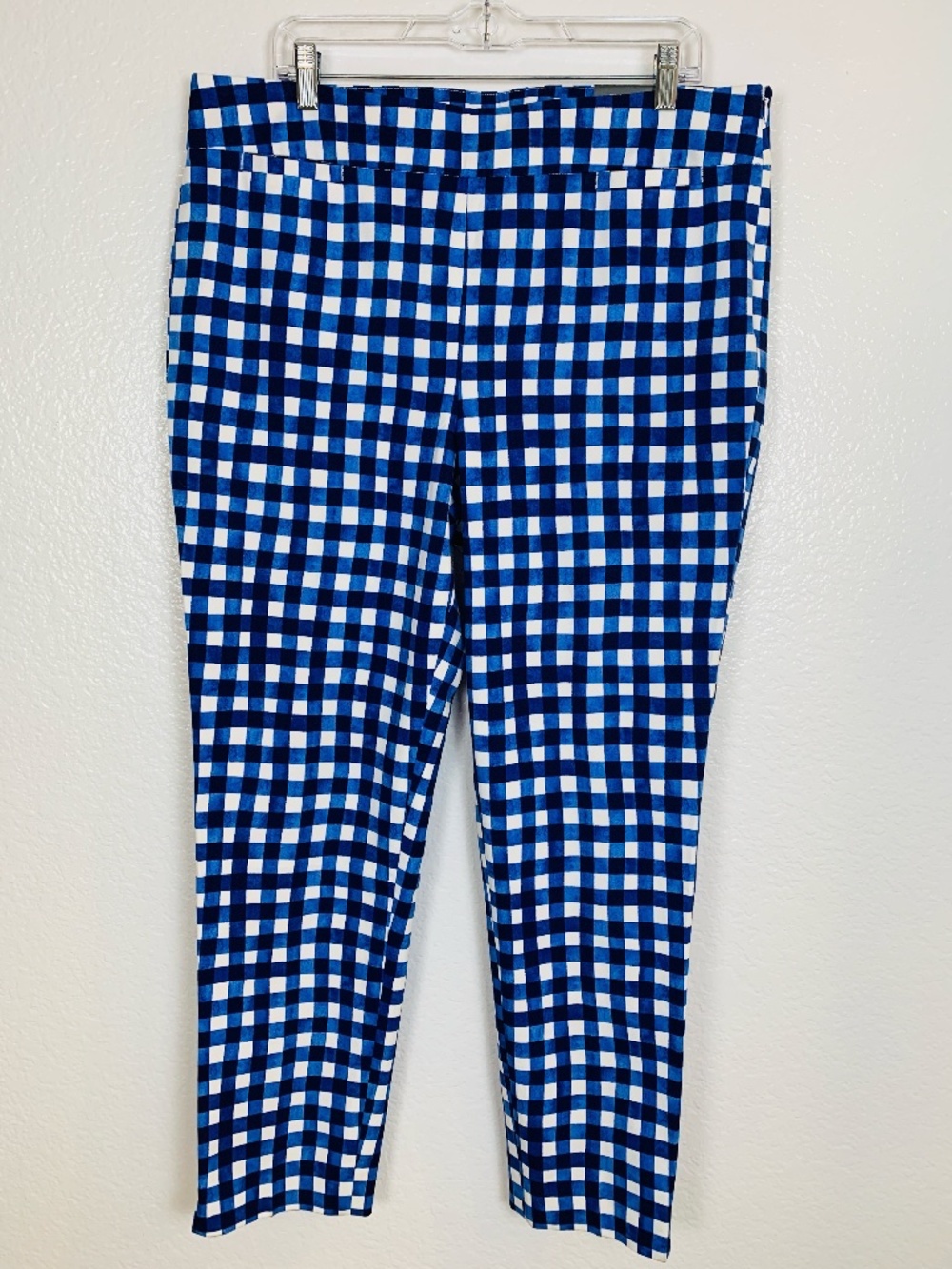 Talbots Chatham Ankle Pant Size 16 NEW Gingham Blue Plaid Side Zip Preppy